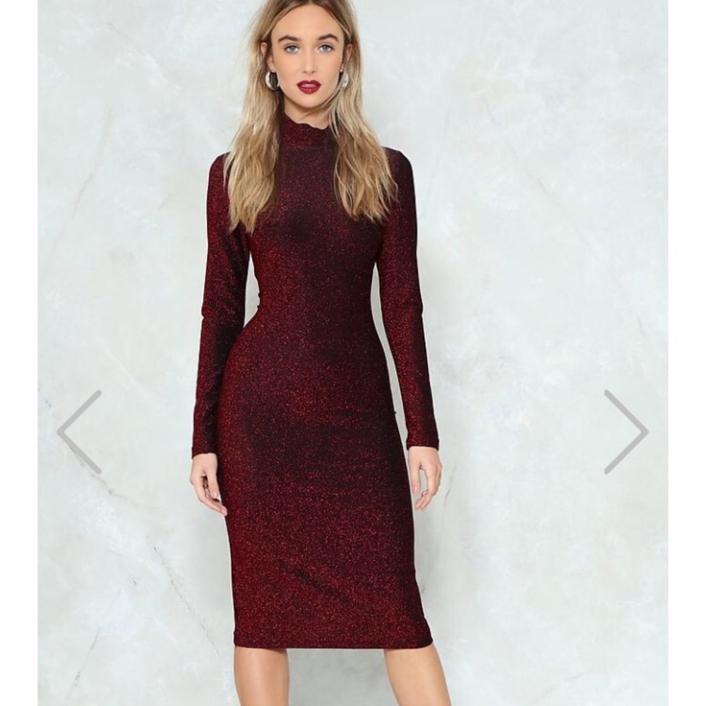 Glitter Long Sleeve Midi Dress